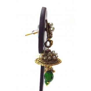 Golden Oxidized Earrings Ethnic Imitation Jewelry Drop Dangle Chandelier - EA45